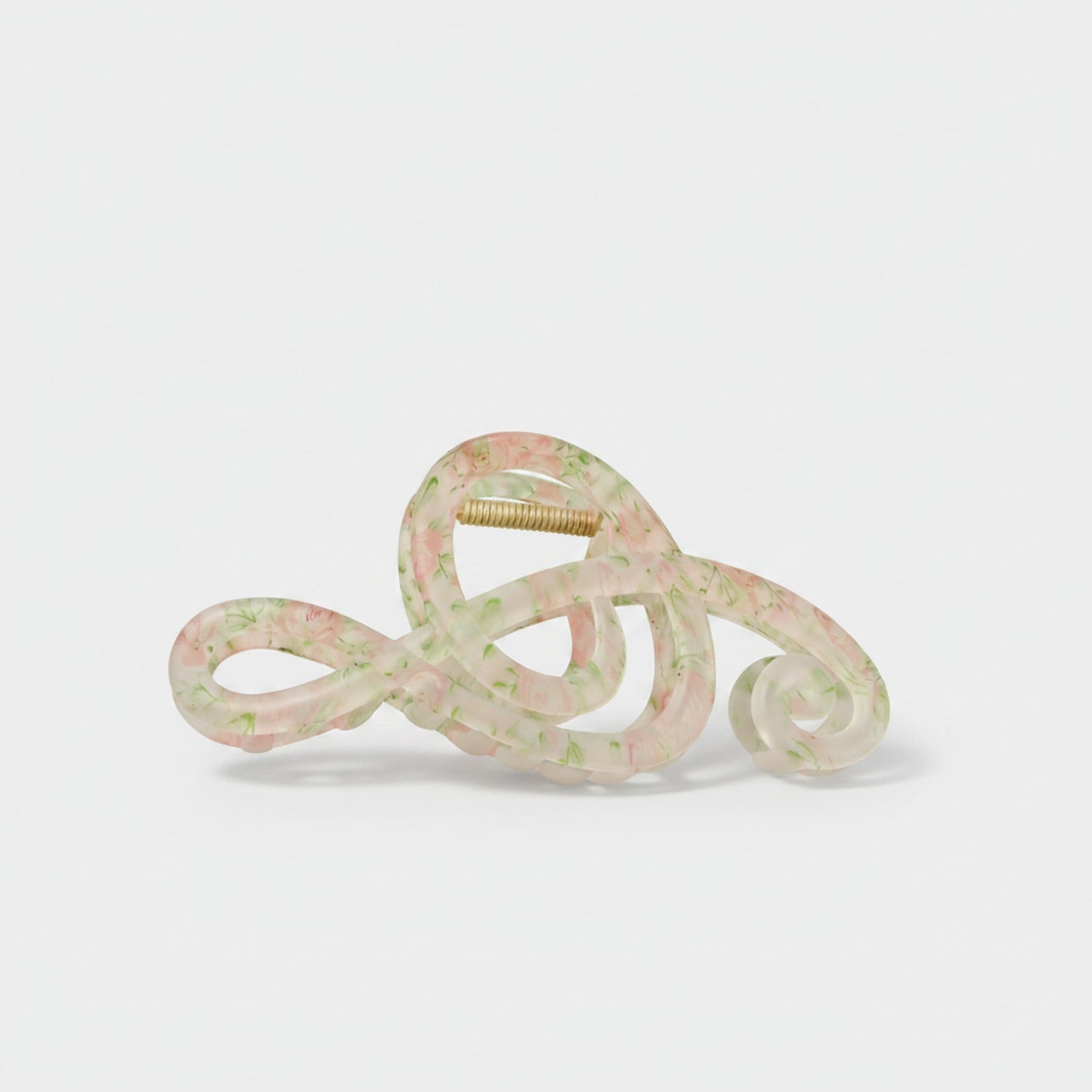 Floral Pink Twisted Hair Claw Clip