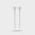 Pearl Rose Flower Chain Threader Earrings