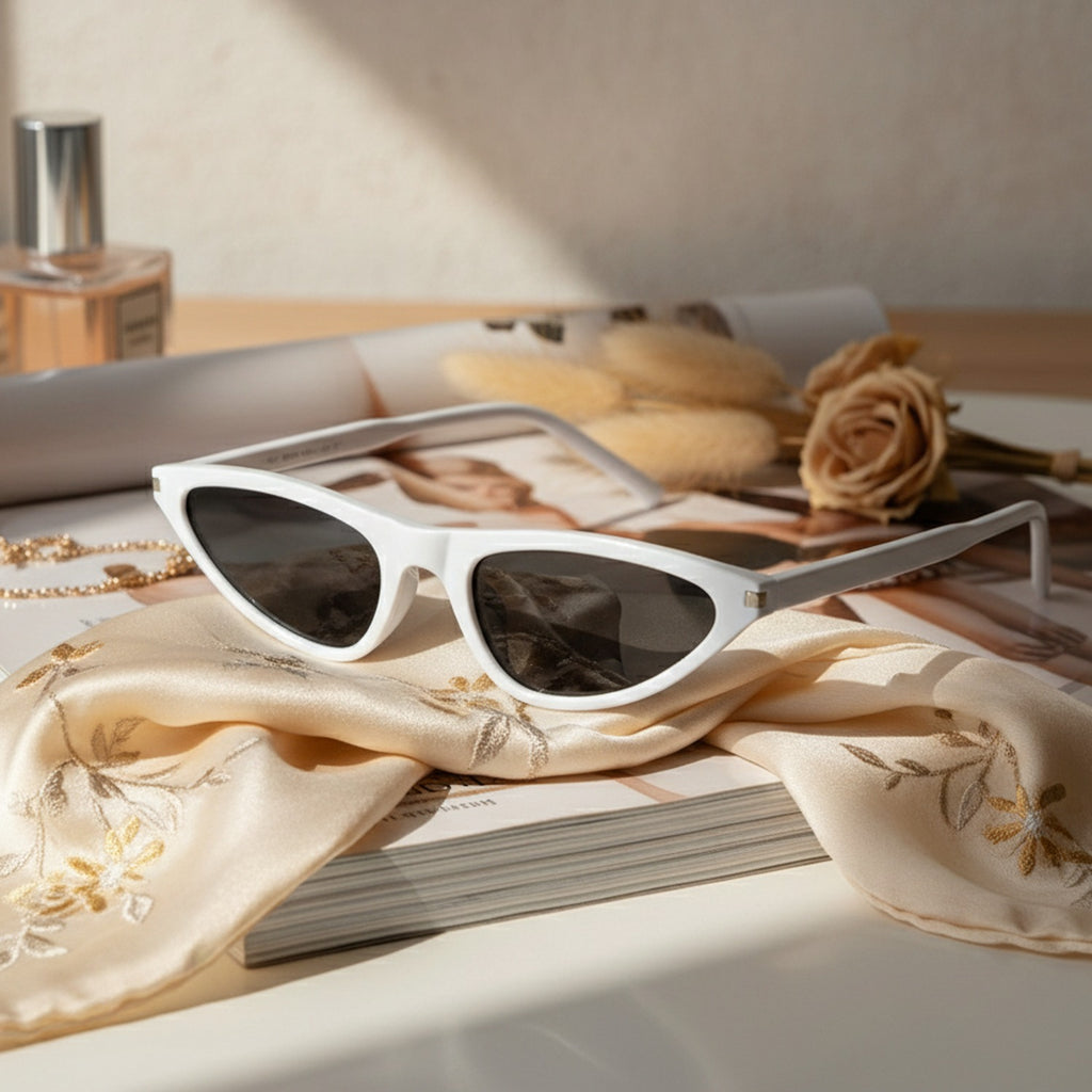 Black Cat Eye Sunglasses with Metal Accent