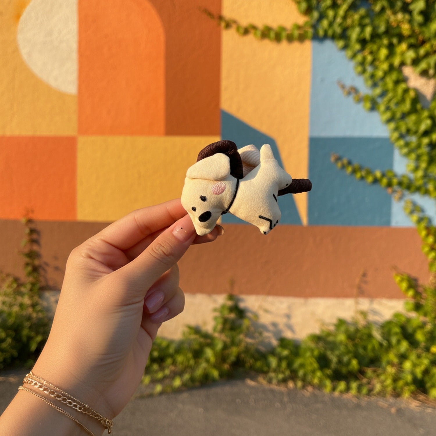 Cream Puppy Hair Claw Clip