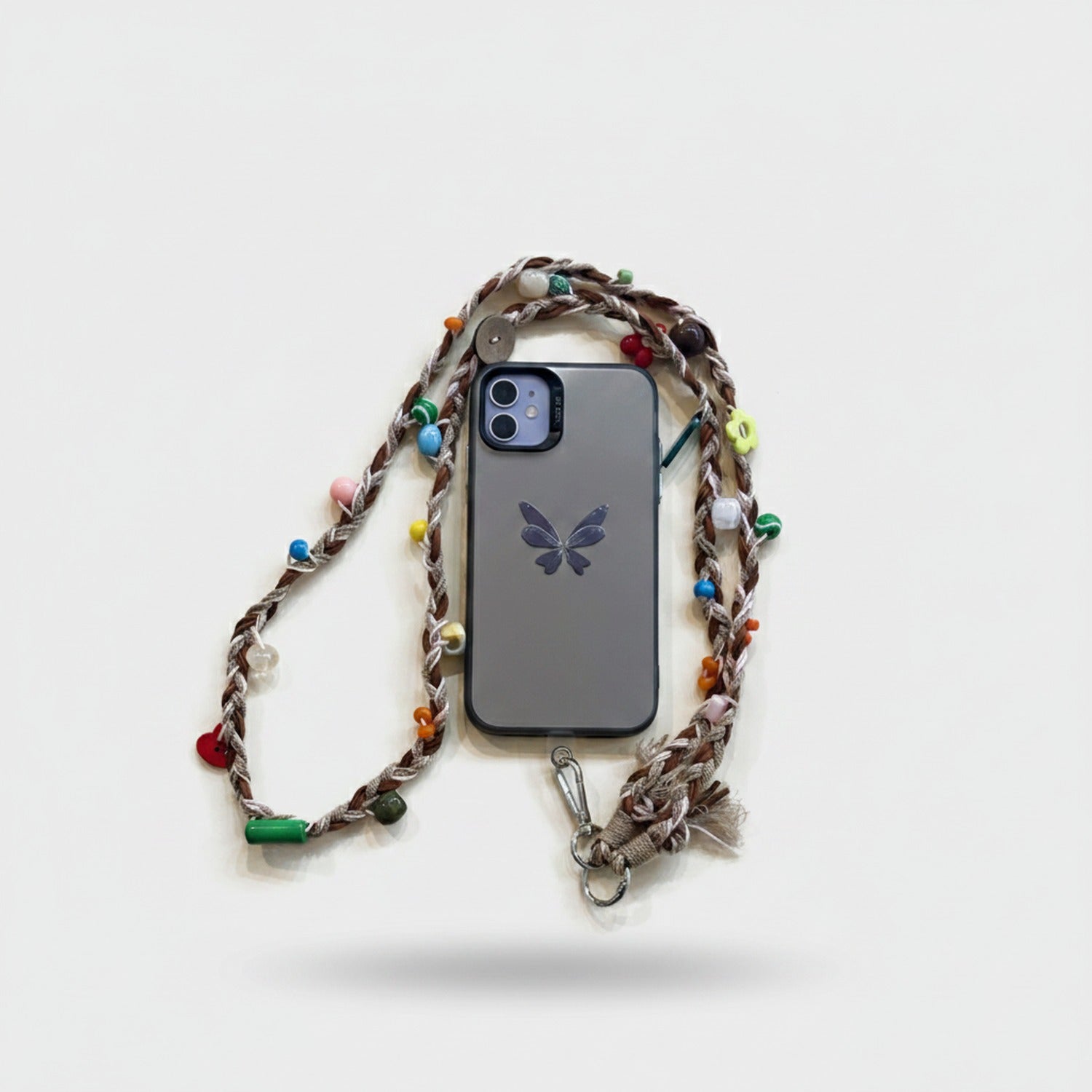 Pearl Beaded Phone Strap With Heart Charm