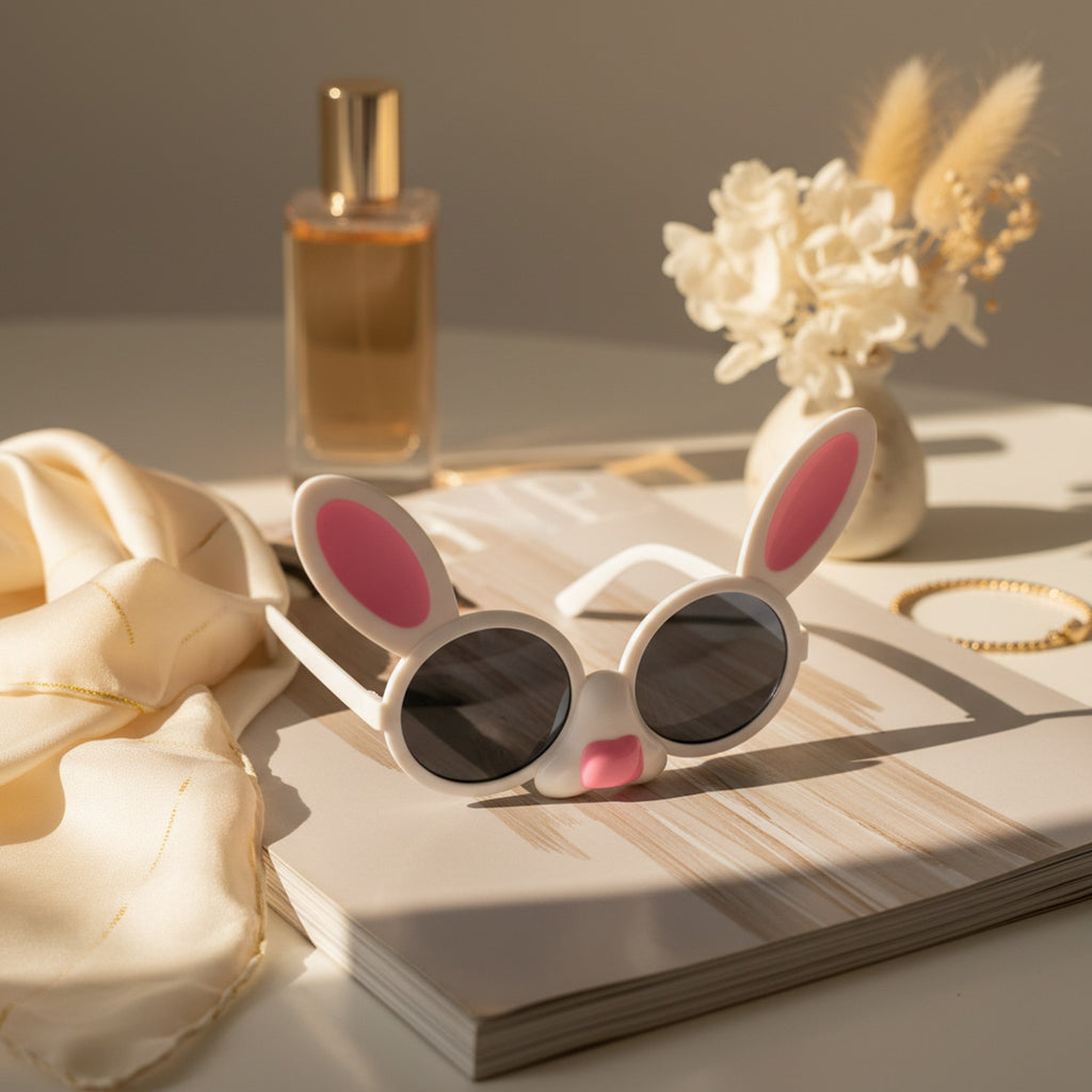 Bunny Ear Round Sunglasses Pink White