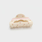 Cream Floral Pearl Hair Claw Clip