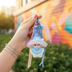 Pink Mushroom Plush Phone Charm With Ribbon Strap
