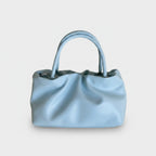 Cloud Puff Blue Ruched Tote Handbag