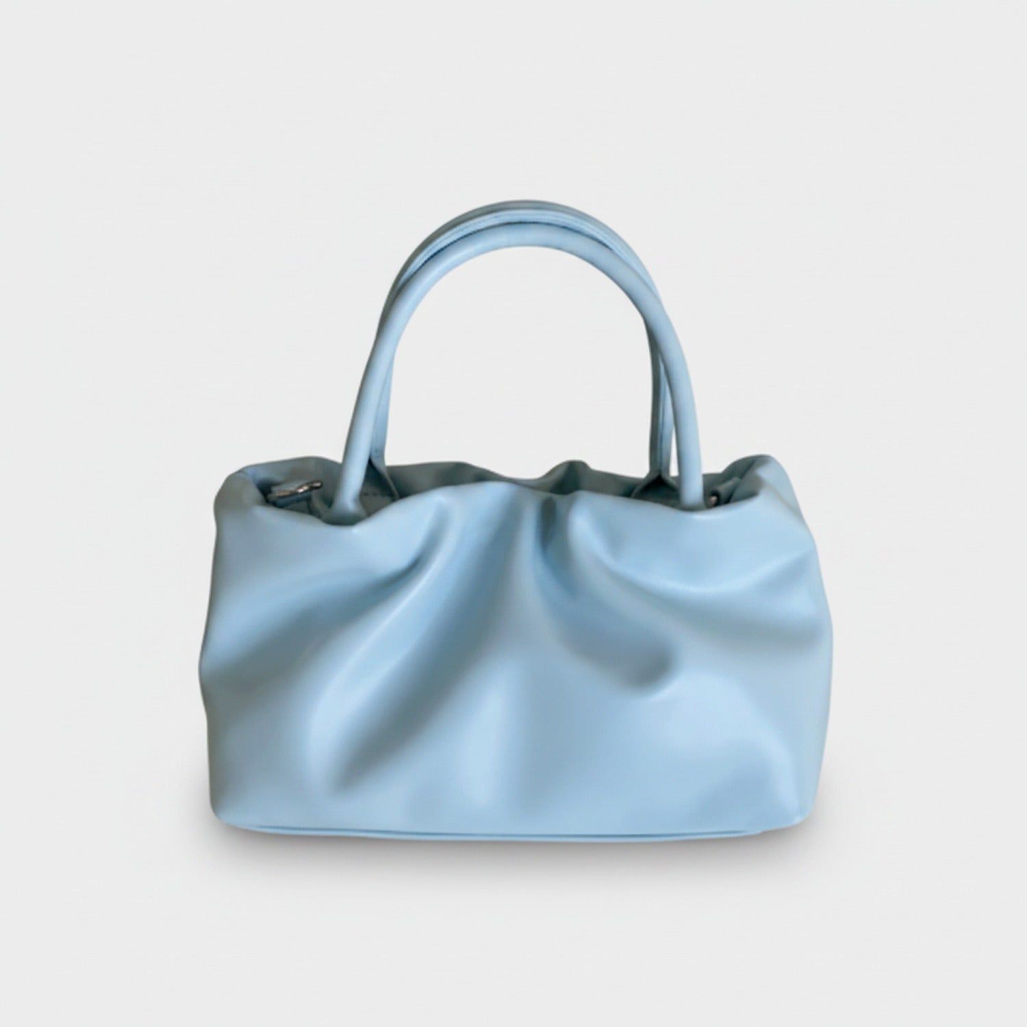Cloud Puff Blue Ruched Tote Handbag