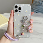 Beaded Pearl Flower Charm Acrylic Keyring