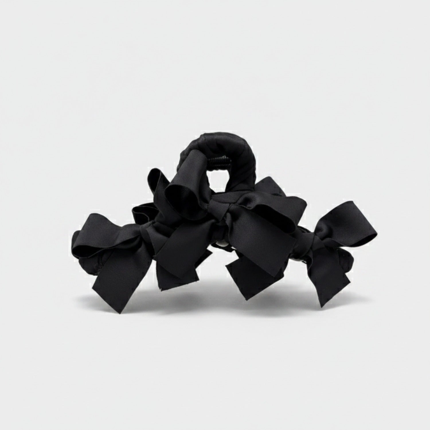Cream Satin Bow Hair Claw Clip