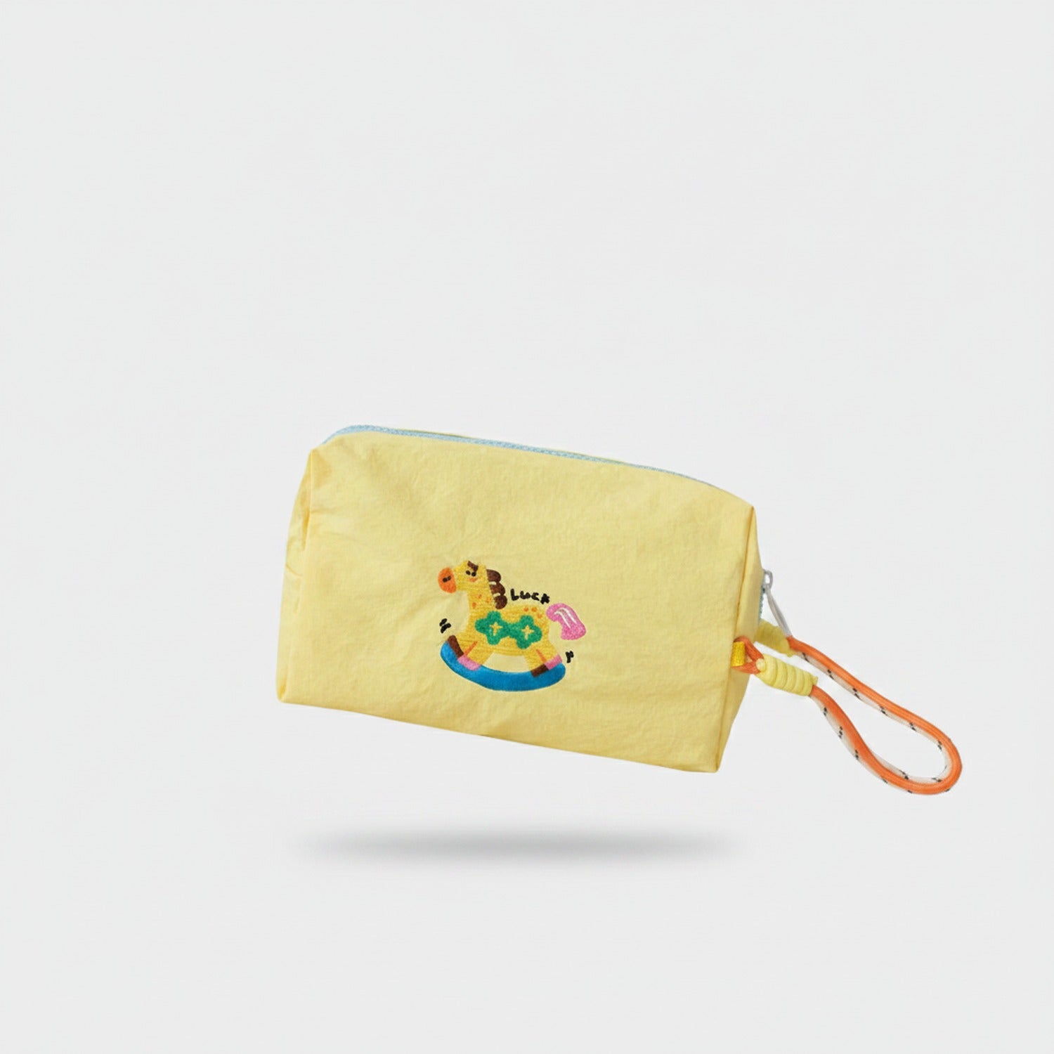 Lime Green Rocking Horse Cosmetic Bag With Charm