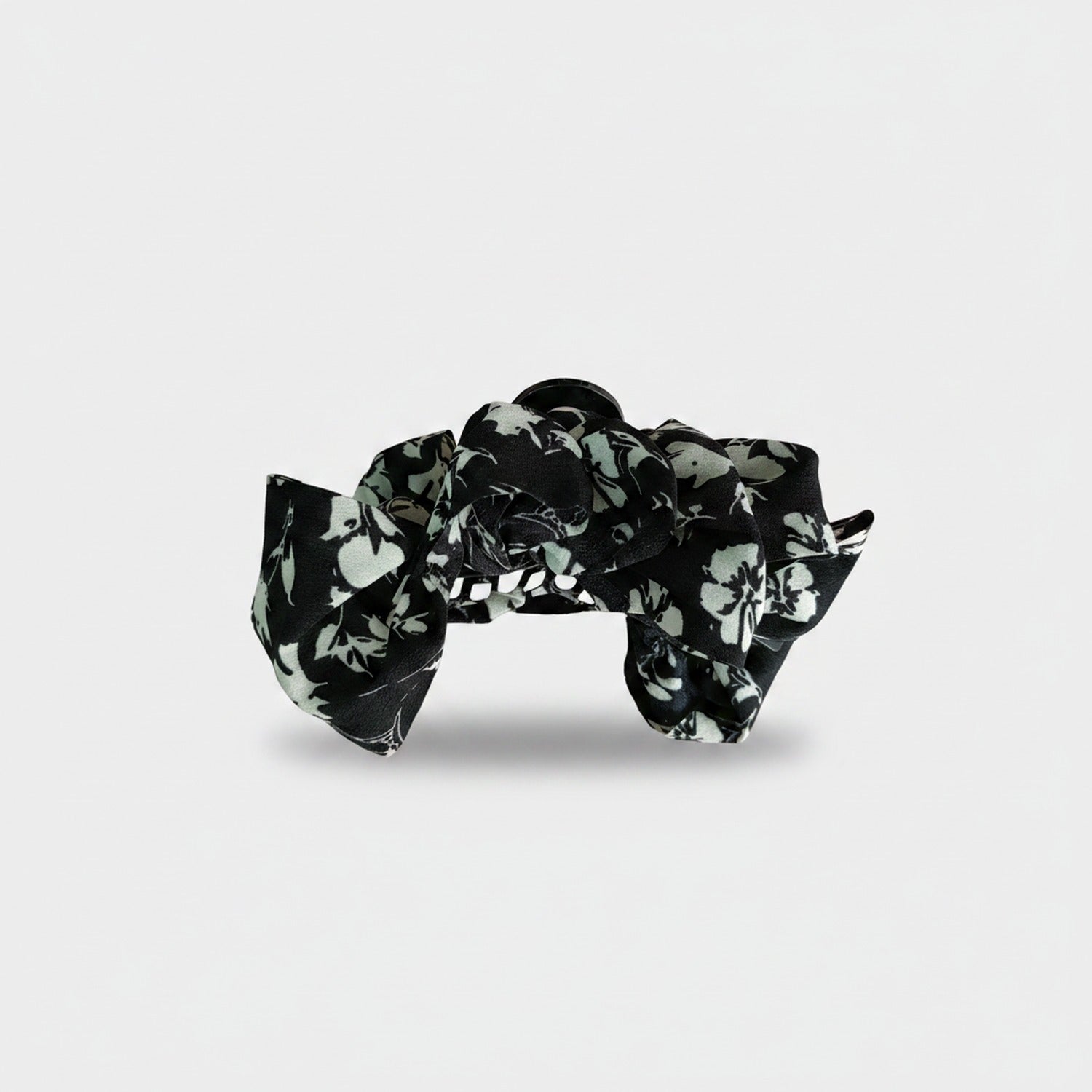 Black Floral Fabric Hair Claw Clip