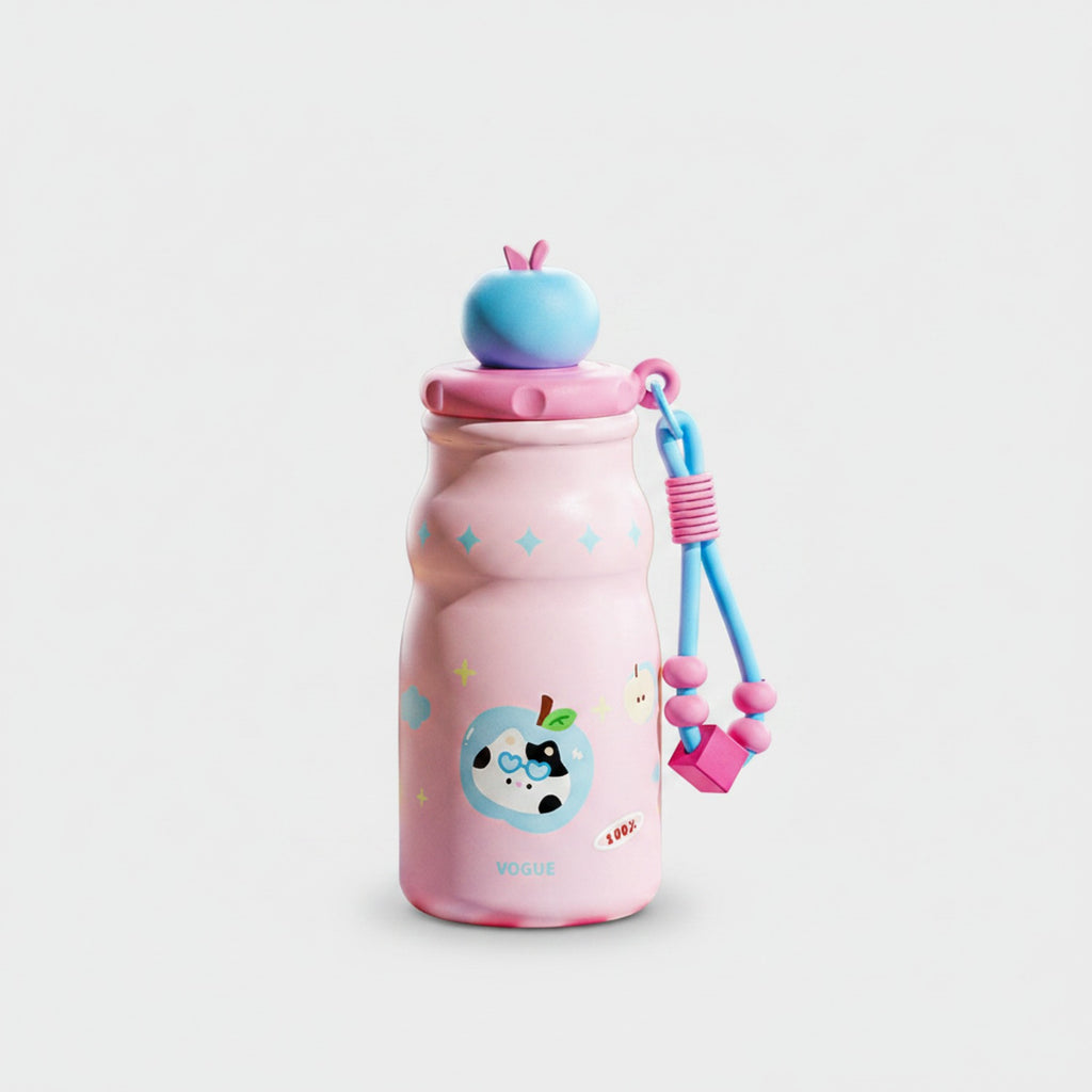 Pink Kawaii Apple Tumbler With Charm Strap