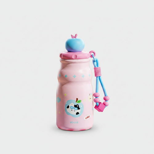 Apple Drink Bottle with Star Charm - Blue Apple 500ml with Tea Infuser & Strap – novelty & toys (view 2)