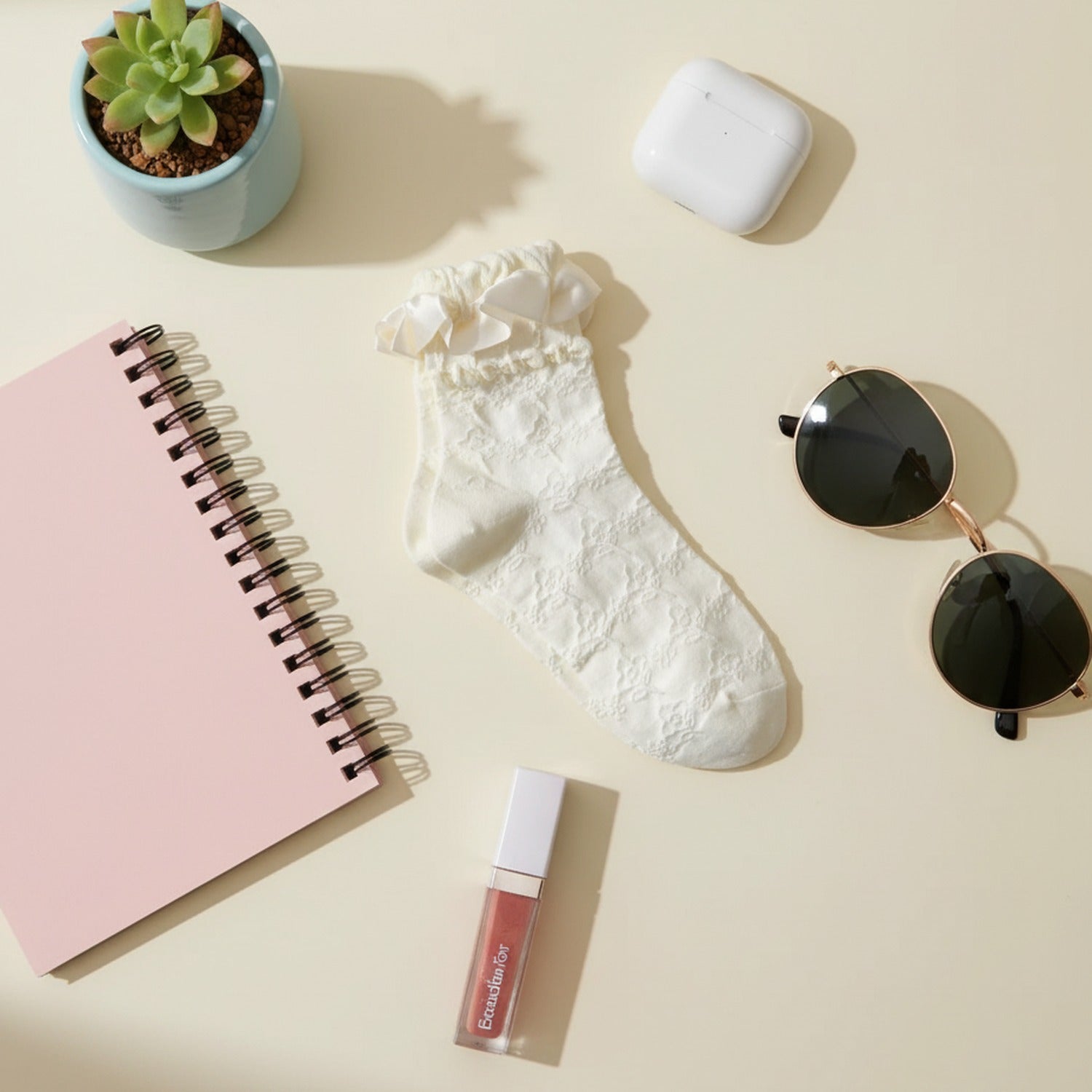 White Lace Ruffle Crew Socks