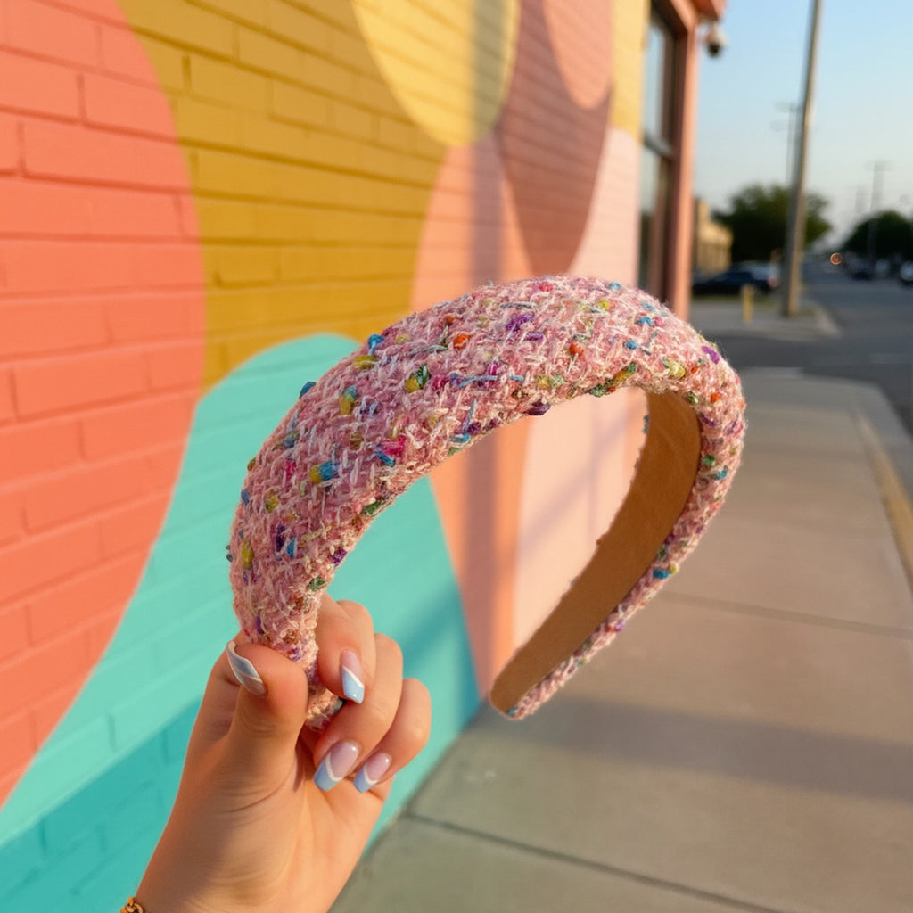 Tweed Padded Headband With Colorful Speckles