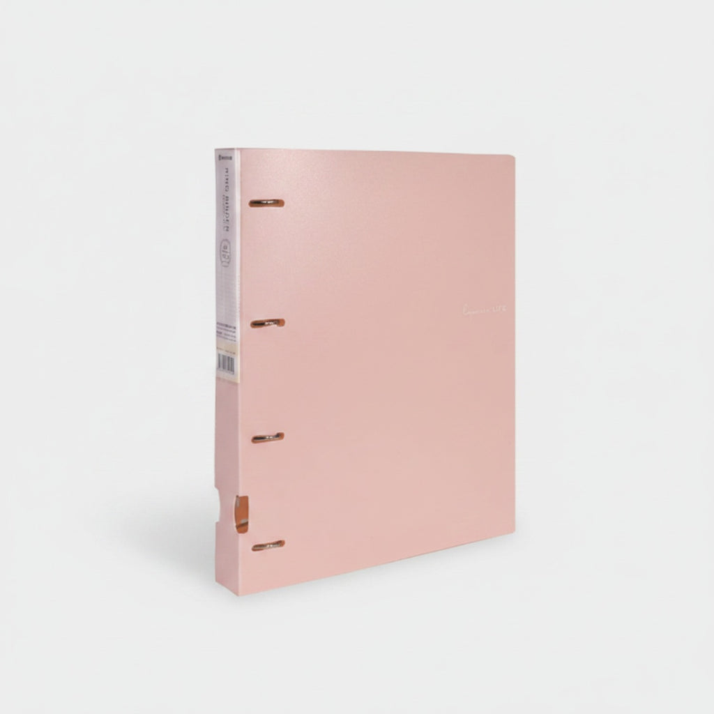 Pink Leather 2-Ring Binder with Rose Gold Clasps
