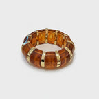 Amber Tiger Eye Gold Segmented Stretch Bracelet