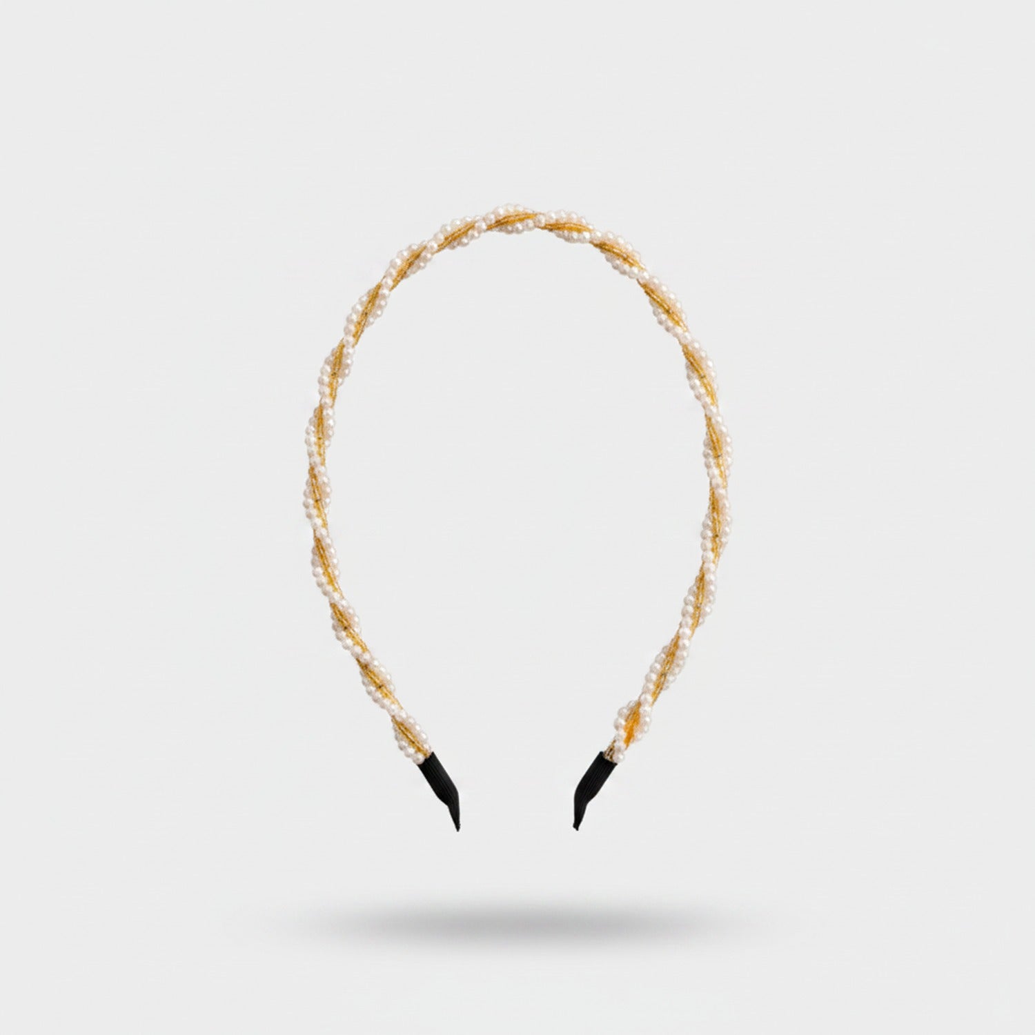 Pearl Beaded Gold Twisted Headband