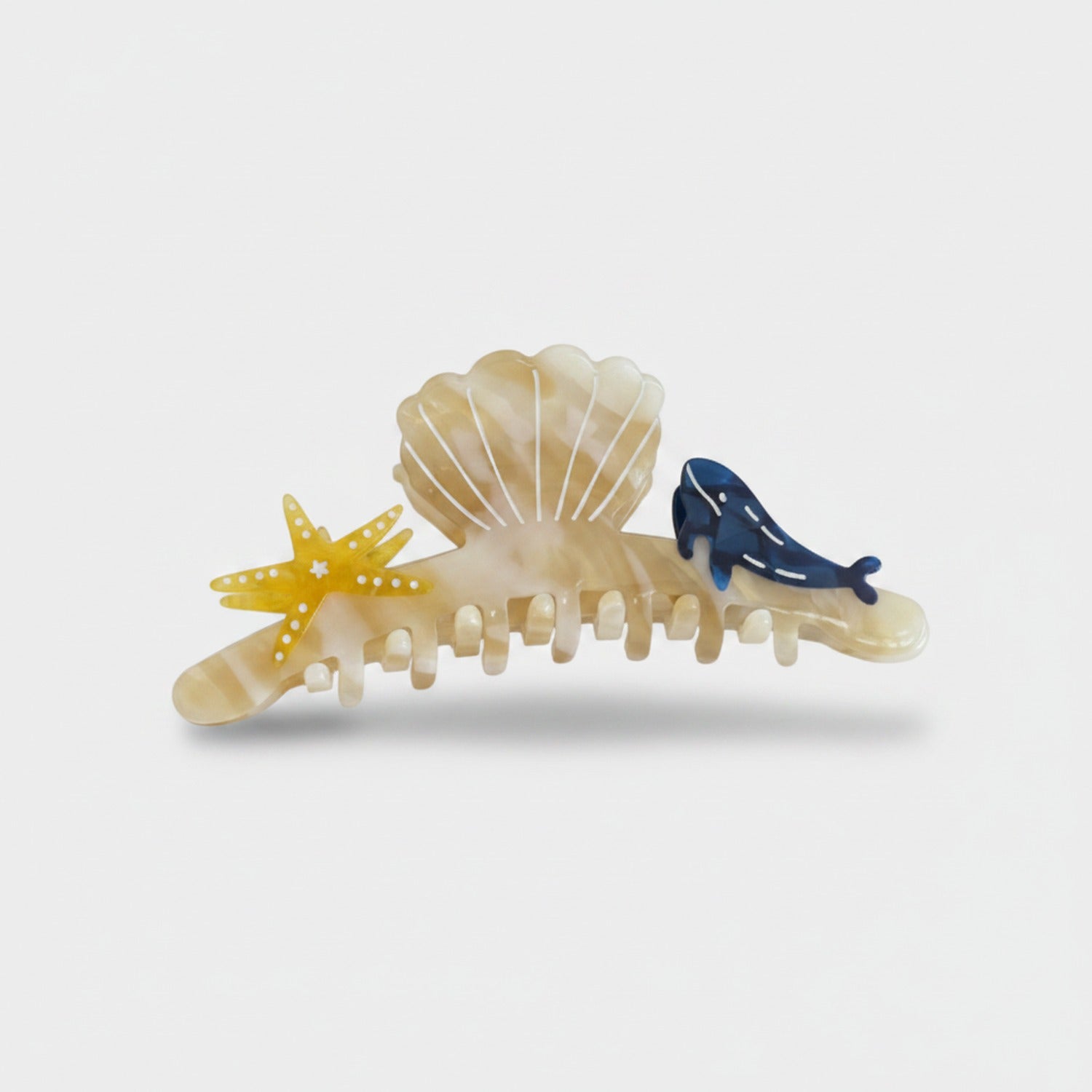 Turquoise Shell Hair Claw With Starfish Charm