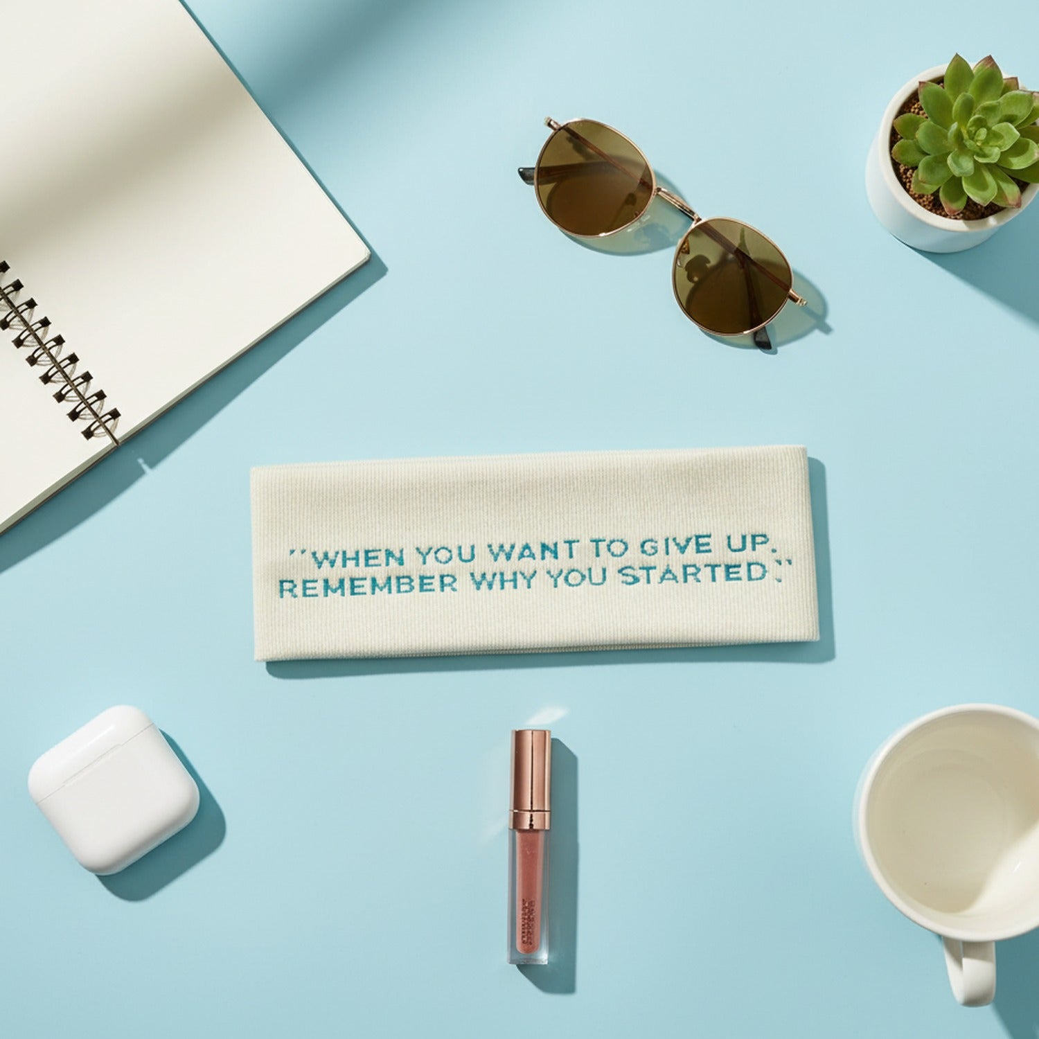 Ribbed Cream Motivational Message Hairband