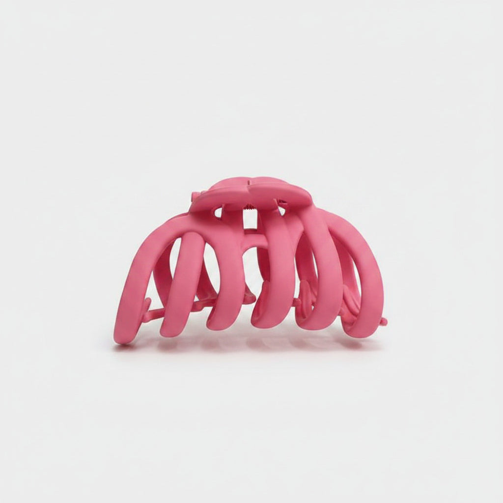 Pink Ribbed Hair Claw Clip Large