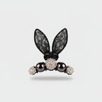 Black Lace Bunny Ears Rhinestone Hair Claw