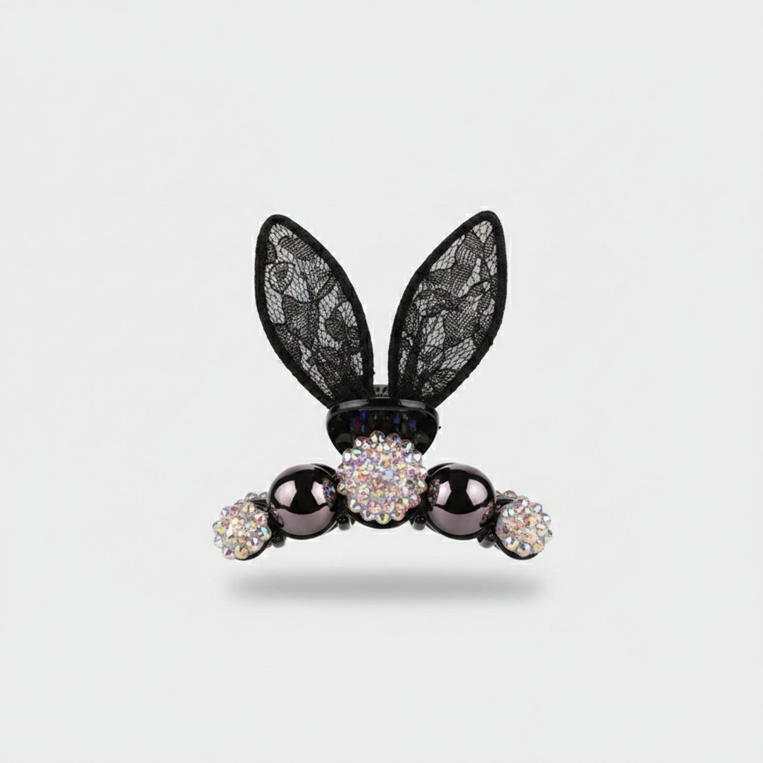 Black Lace Bunny Ears Rhinestone Hair Claw