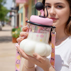 Pink Cloud Tumbler With Heart Charm Handles