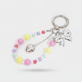 Beaded Bow Heart Charm Keyring - YSK55