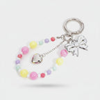 Beaded Bow Heart Charm Keyring - YSK55 – novelty & toys (view 2)