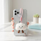 Cute Cloud Plush Keychain With Pink Rope