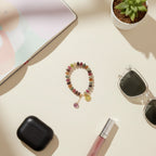 Multicolor Tourmaline Beaded Bracelet With Gold Charm