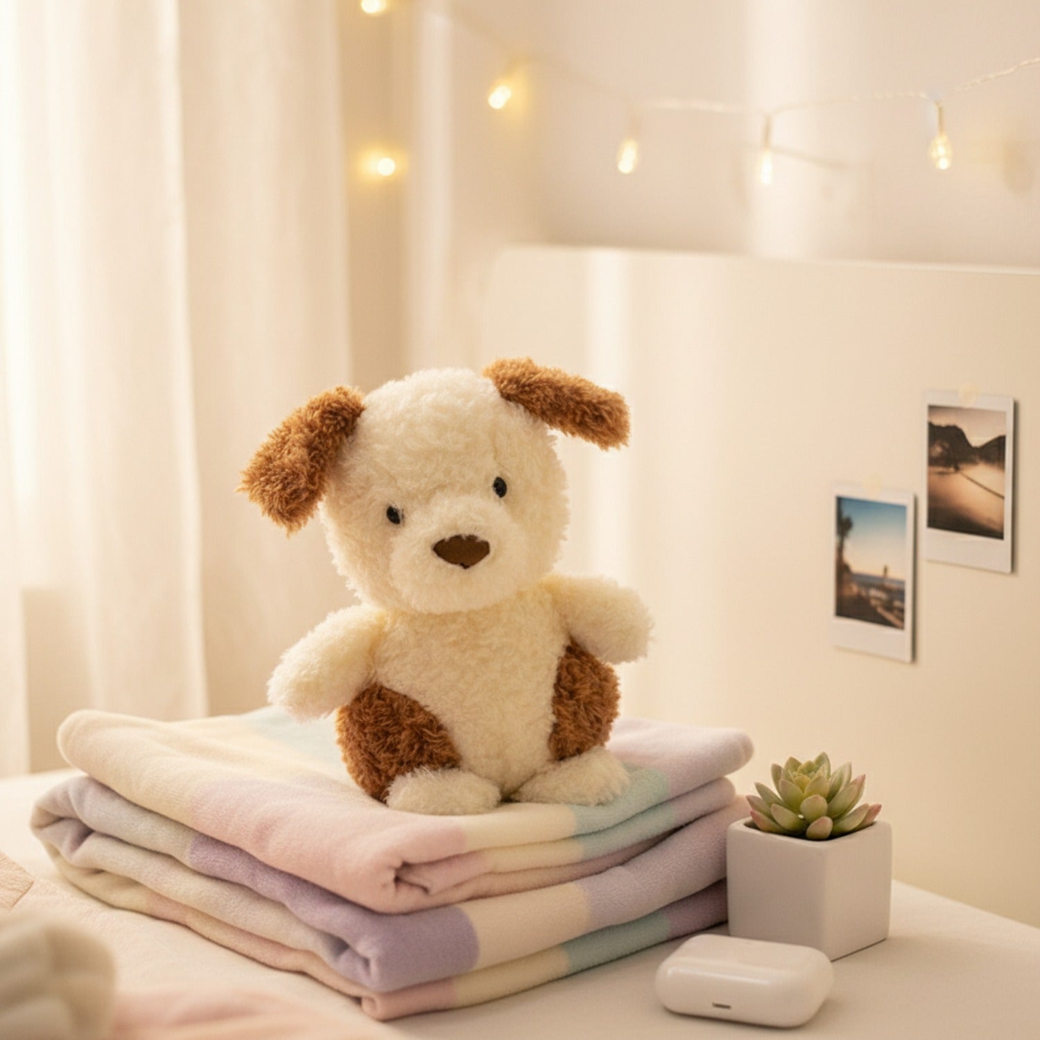 Cream And Brown Floppy Ear Plush Puppy Toy