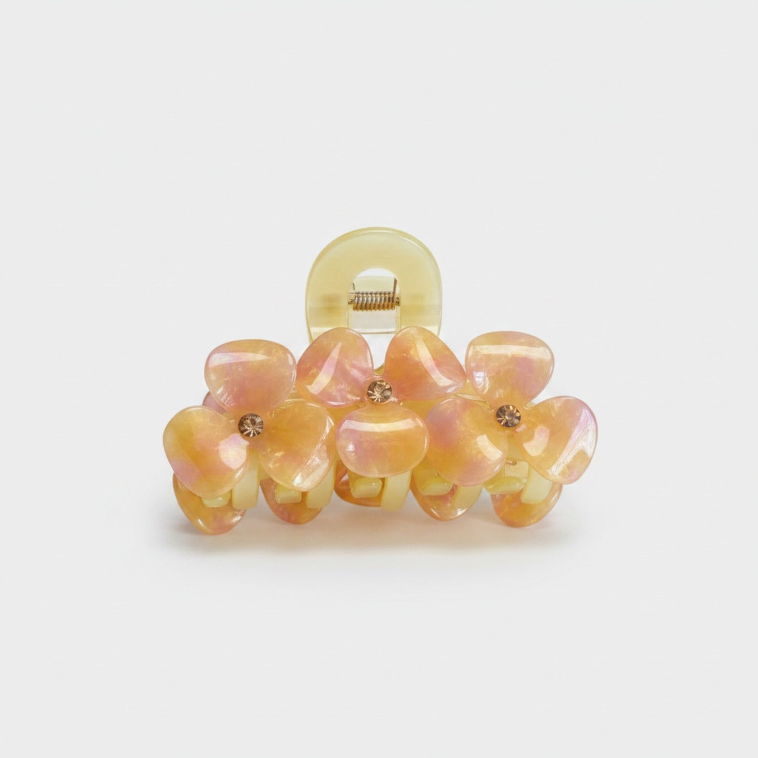 Peach Flower Beaded Resin Hair Claw