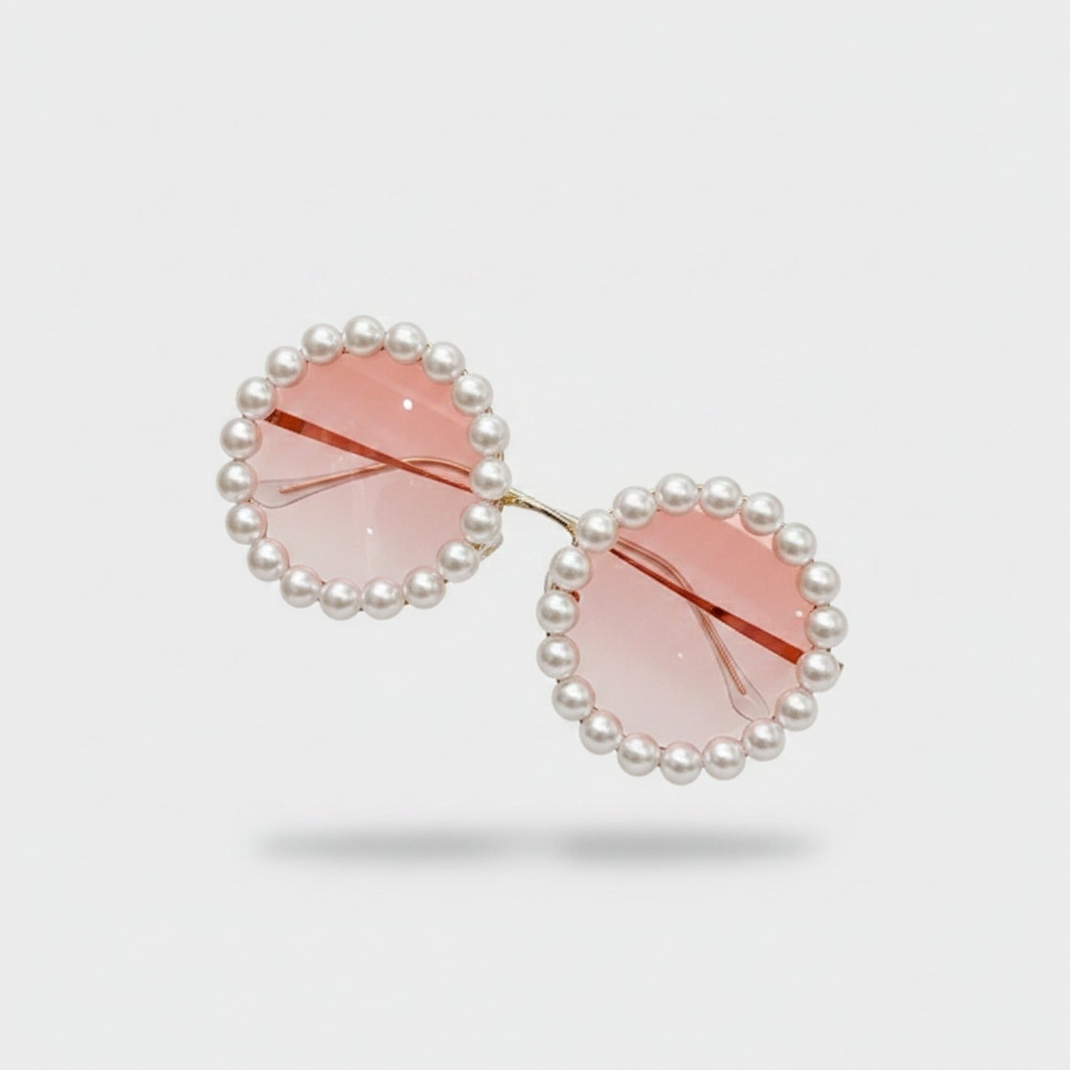 Pearl Beaded Round Gradient Sunglasses