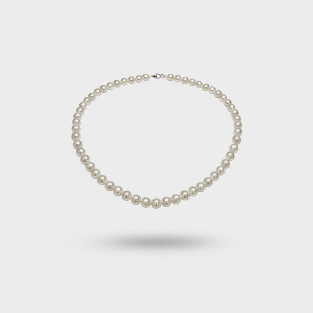 Pearl Beaded Necklace Cream Classic Strand
