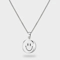 Silver Smiley Face Pendant Necklace