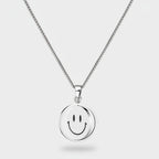 Silver Smiley Face Pendant Necklace
