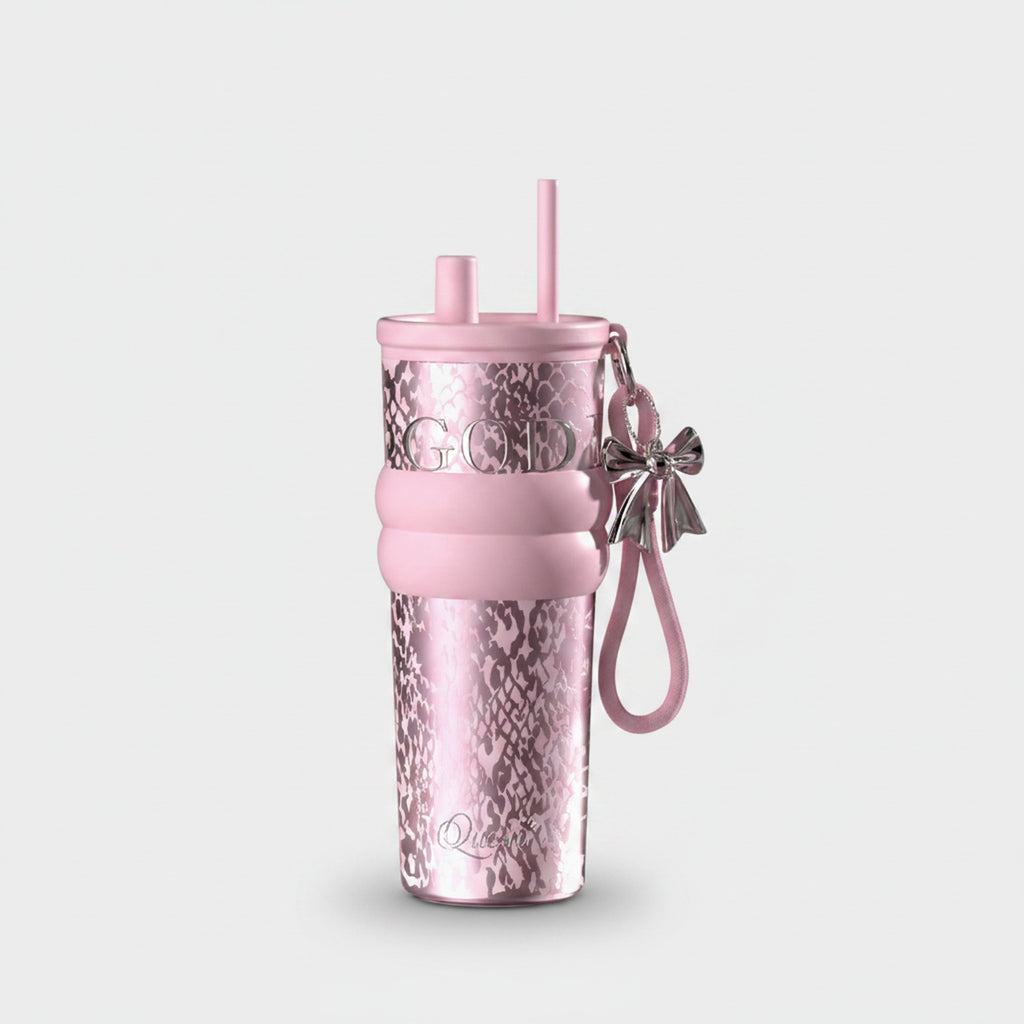 Pink Lace Tumbler With Bow Charm