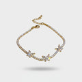 Gold Butterfly Charm Rhinestone Tennis Bracelet