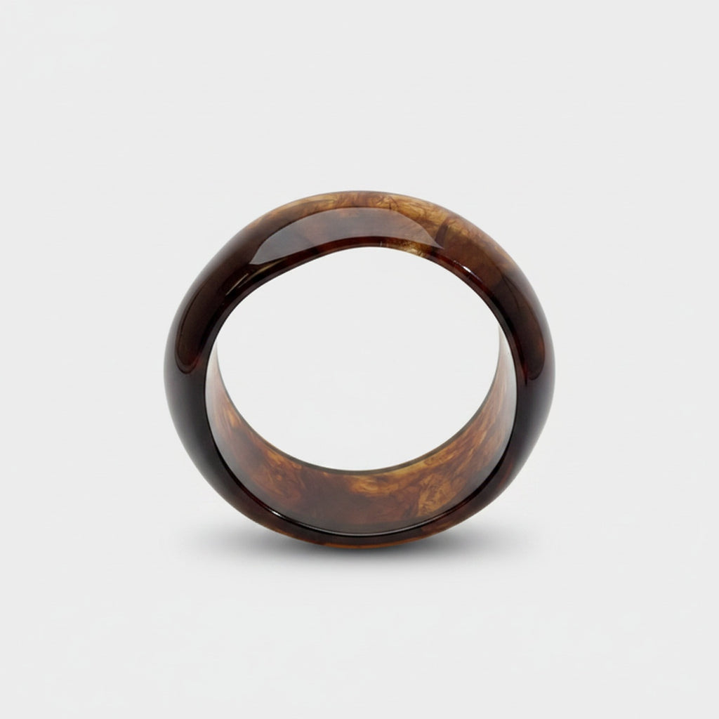 Polished Brown Wood Bangle Bracelet