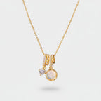 Gold Moonstone Charm Pendant Necklace