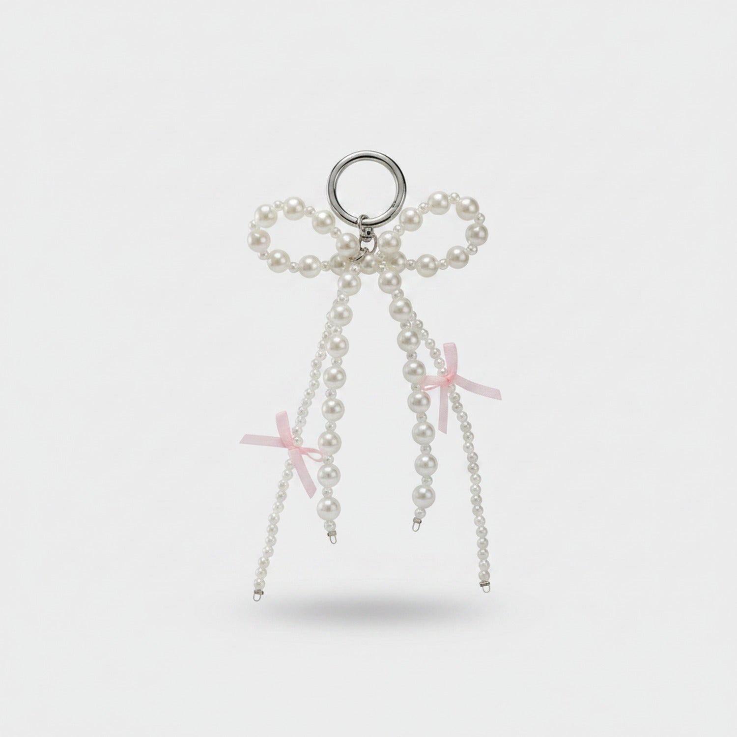 Pearl Beaded Bow Keyring Charm