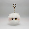 Fluffy Kawaii Cat Keychain - White Cat Ball Charm