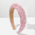 Pink Beaded Headband With Tan Padded Band