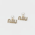 Pearl and Rhinestone Initial Letter Stud Earrings