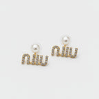 Pearl and Rhinestone Initial Letter Stud Earrings