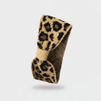 Leopard Print Knit Hair Clip With Ribbon Band