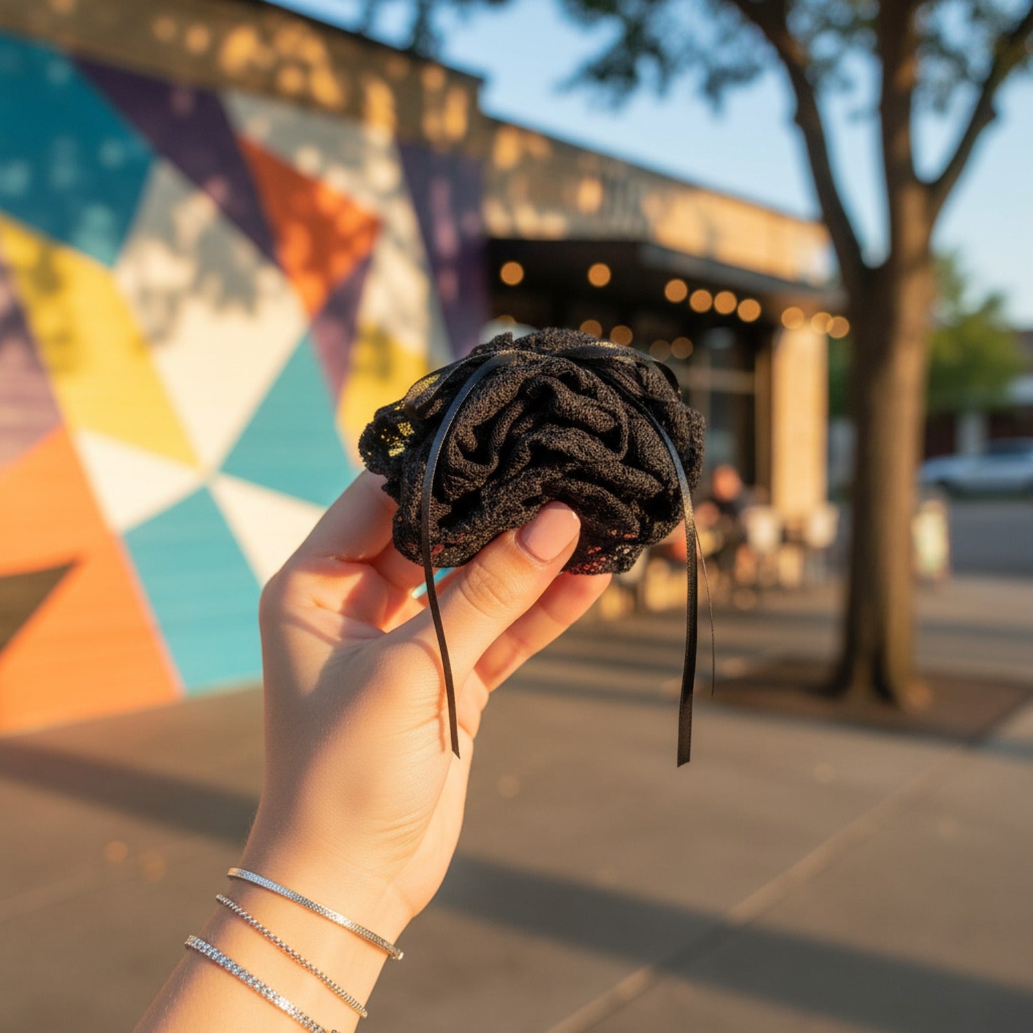 Black Lace Hair Claw With Ribbon Bow