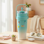 Turquoise Gradient Tumbler With Cute Charms