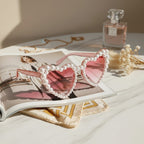Pearl Heart Shaped Sunglasses Pink Tint
